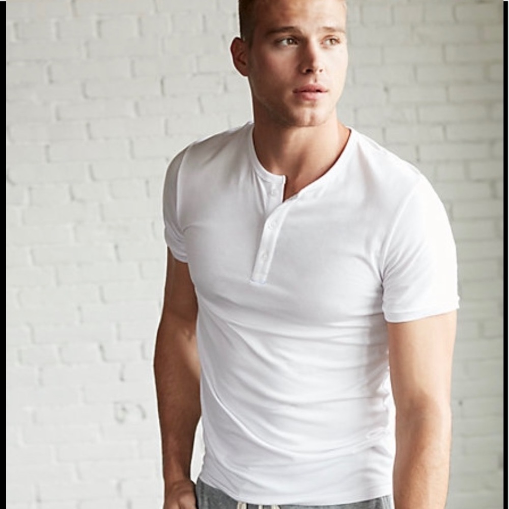 Express Stretch Henley Tee White